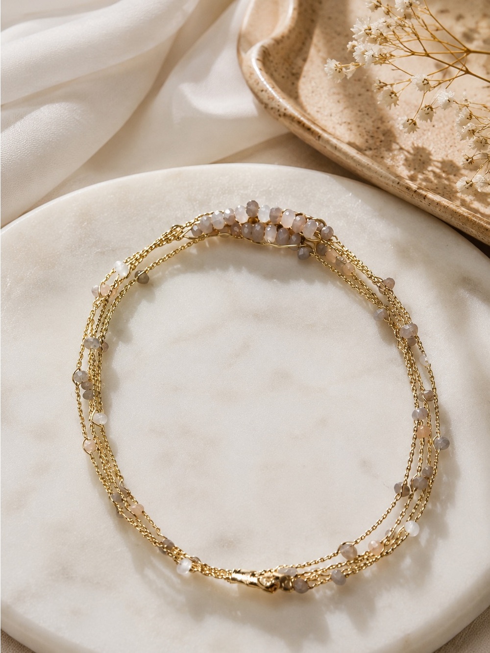 Noonday Collection Gold Tone Multi-Strand Beaded Slip-On Bracelet